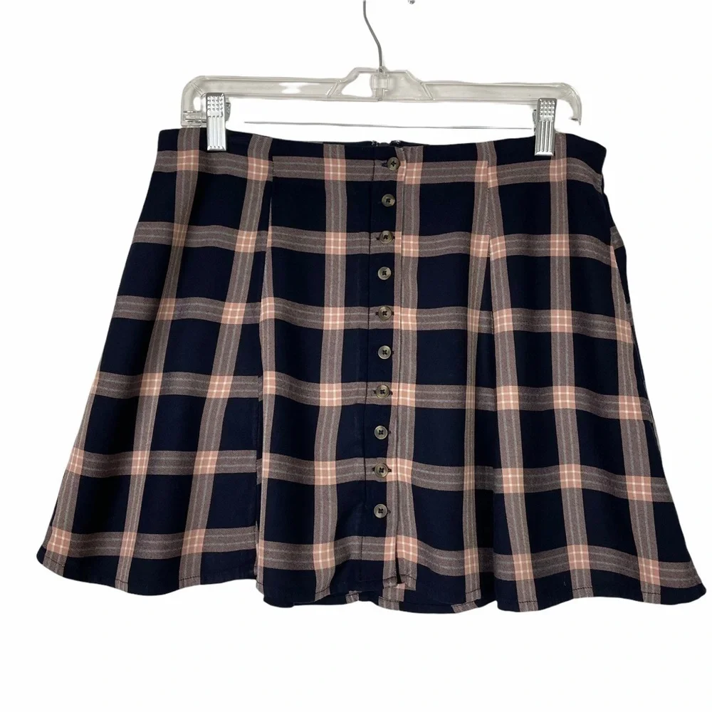 American Eagle Plaid Zippered Pleated Skirt - Picture 1 of 6